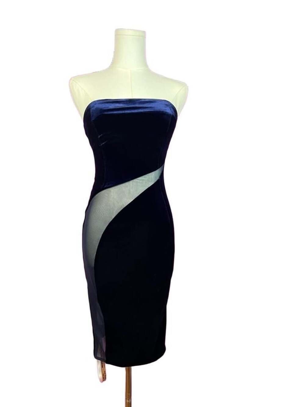 House of CB Careda Navy Velvet Mesh Cutout Bodycon Party Cocktail Dress XS NWT